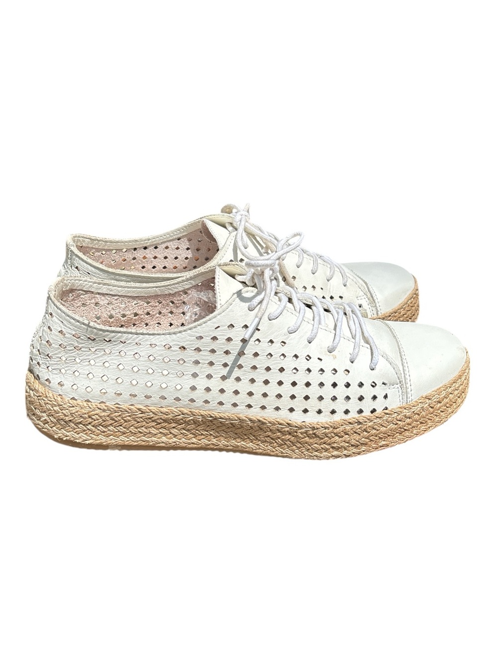 Dylan Women's White Perforated Lace-Up Espadrille Sneakers